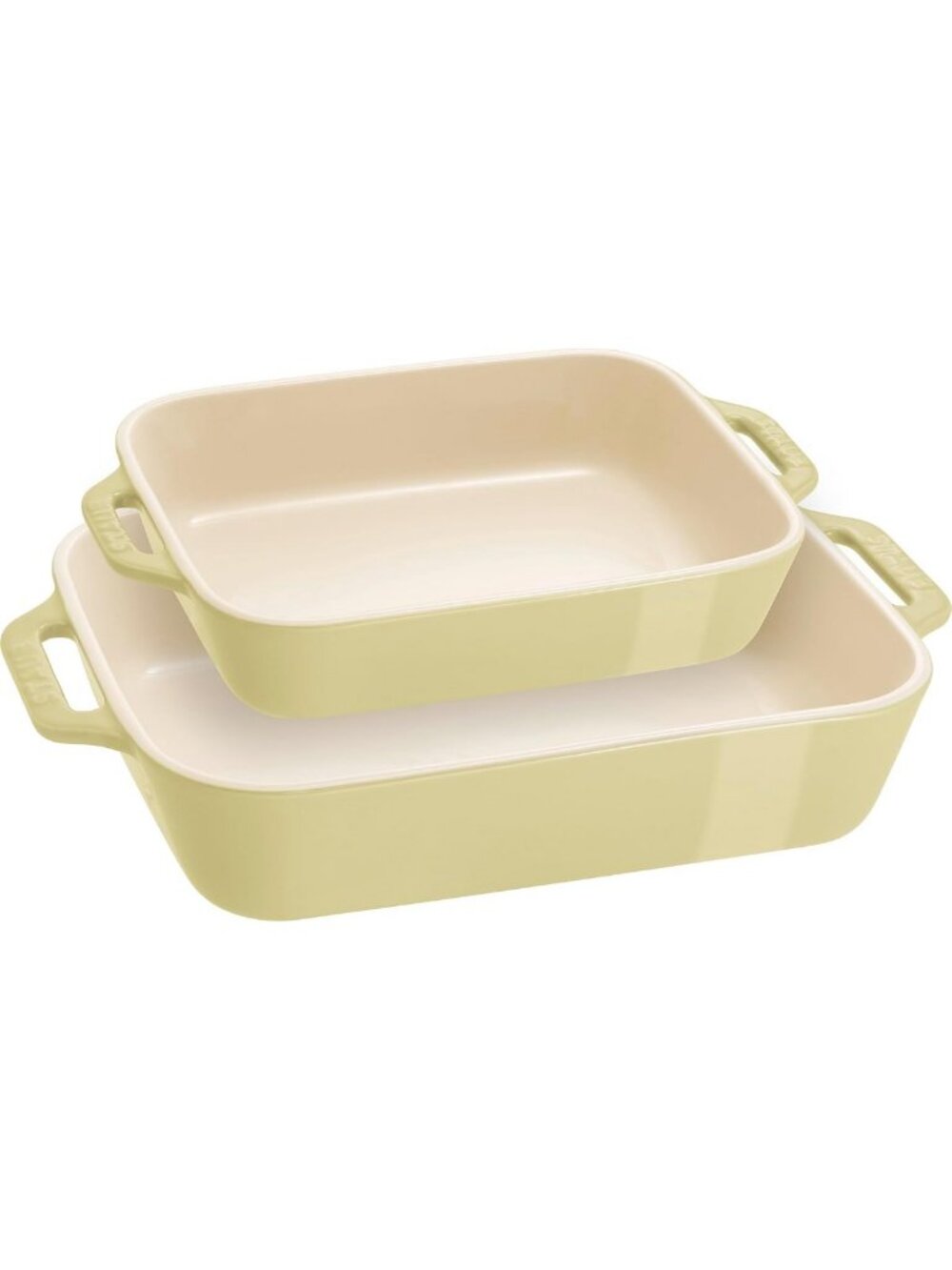 2-Piece Rectangular Ceramic Baking Dish Set - Macaron Pastel Green, Oven Safe